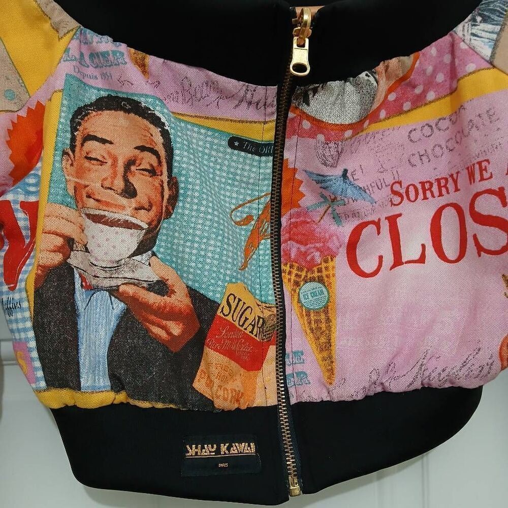 Colorful Retro Print Cropped Utility Jacket - Multicolor - Picture 4 of 5